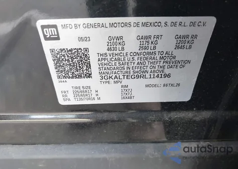 2024 GMC Terrain Sle из США, поврежденный, VIN 3GKALTEG9RL114196